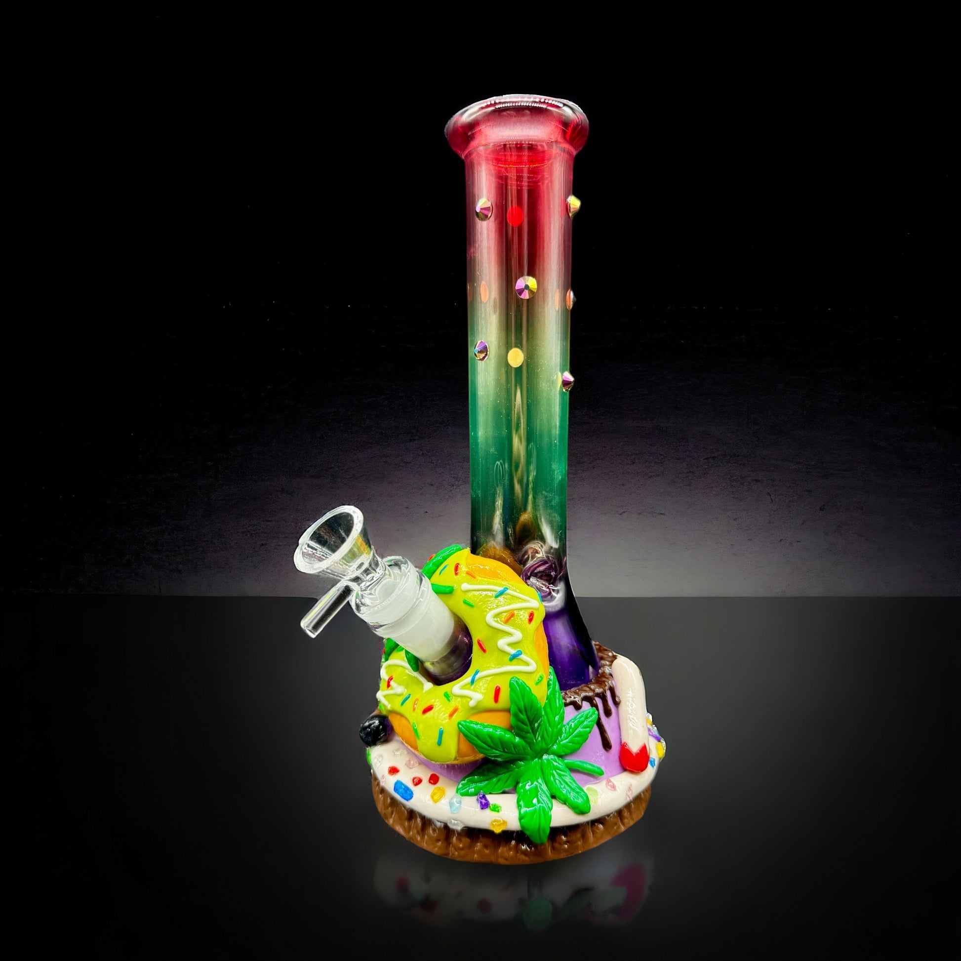 3D Donuts Beaker Glass Bong 10» red 