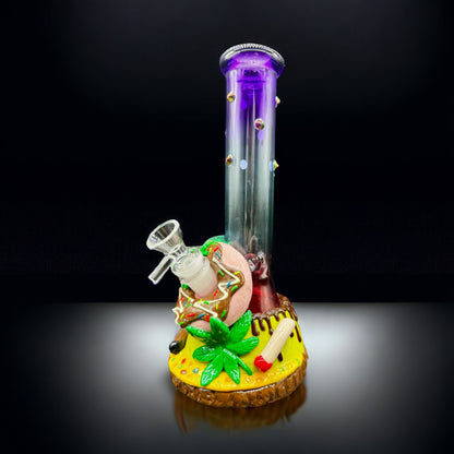 3D Donuts Beaker Glass Bong 10» purple 