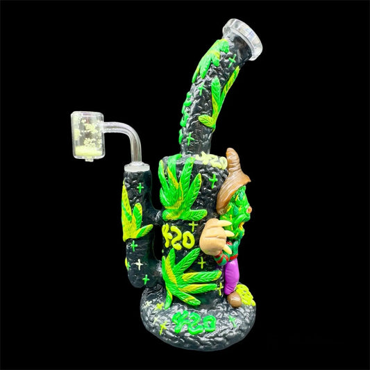 420 Leaf Glow In The Dark Dab Rig 10"