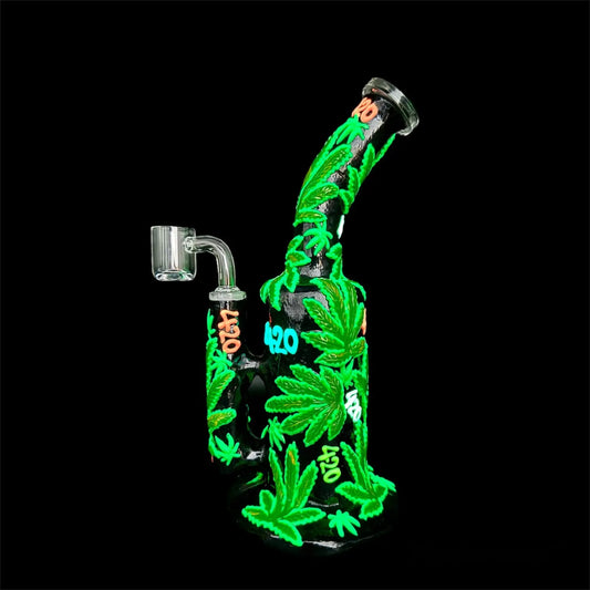 420 Leaf Glow in the Dark Bong 10''