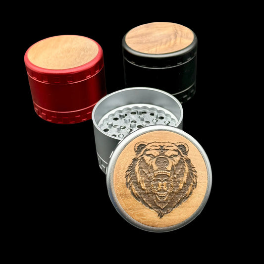 Aluminum Herb Grinder with Custom Engraving 63mm bear