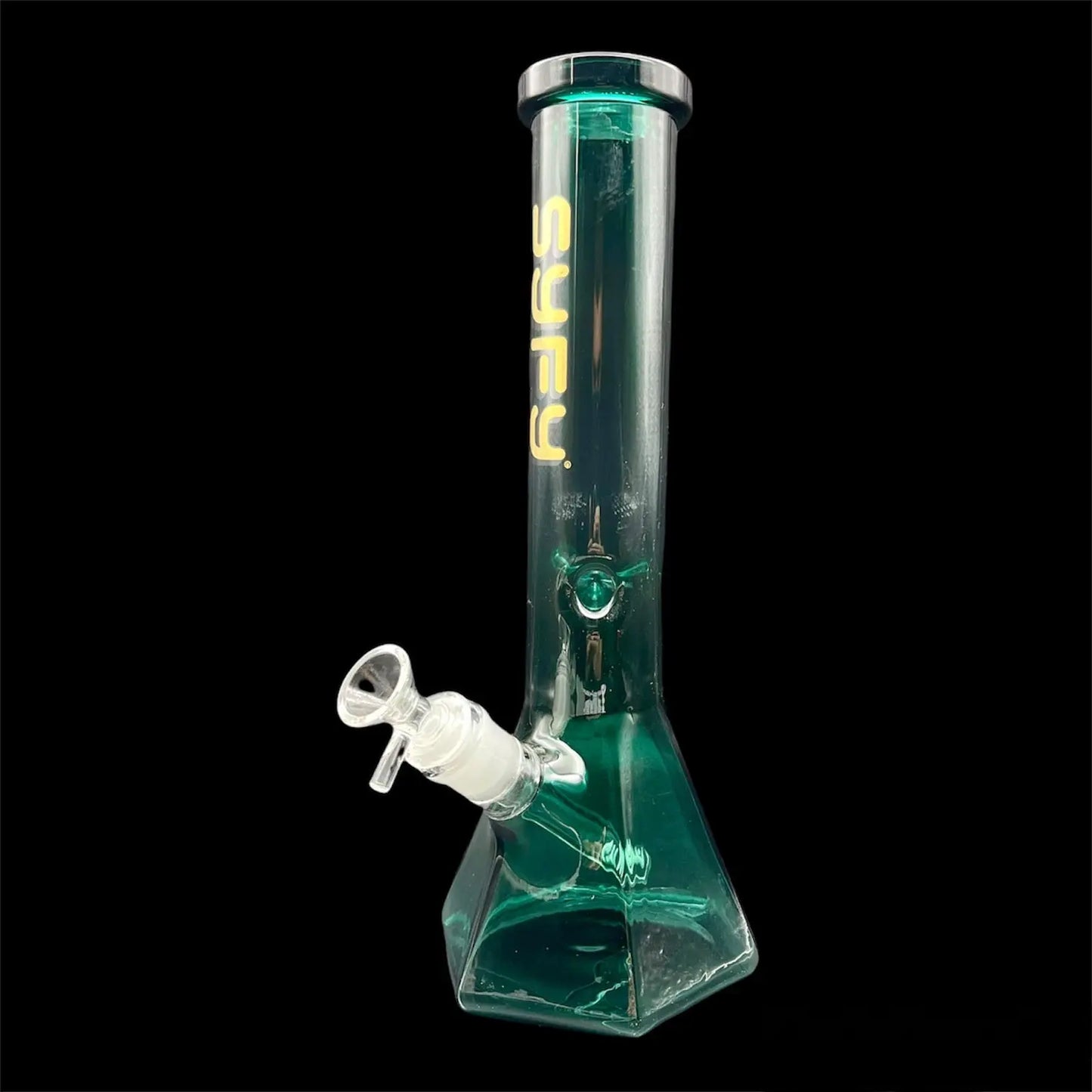 teal glass bong