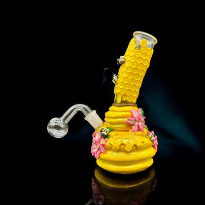 Bees 3D Glass Bong Oil Burner Water Pipe