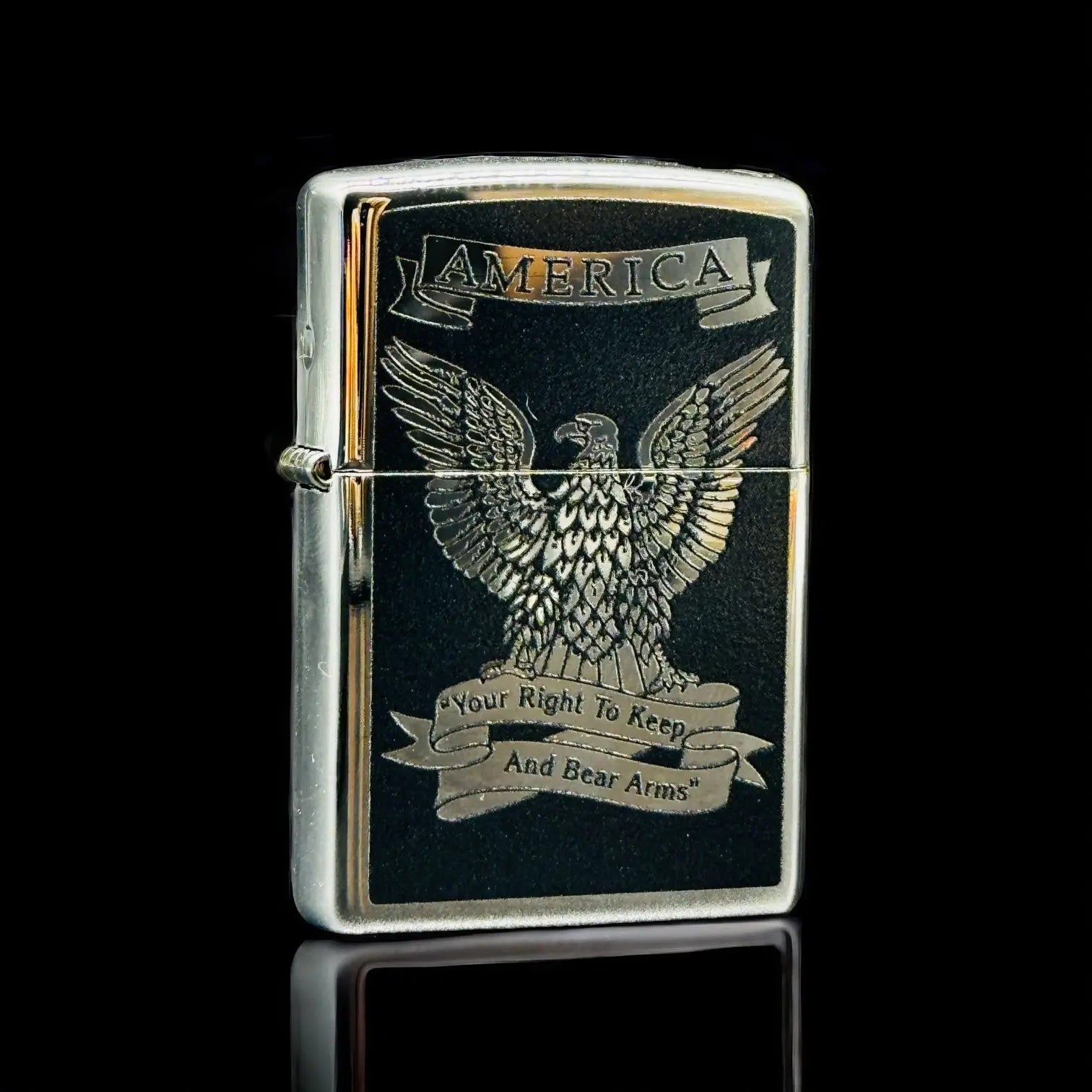 Black and silver American zippo