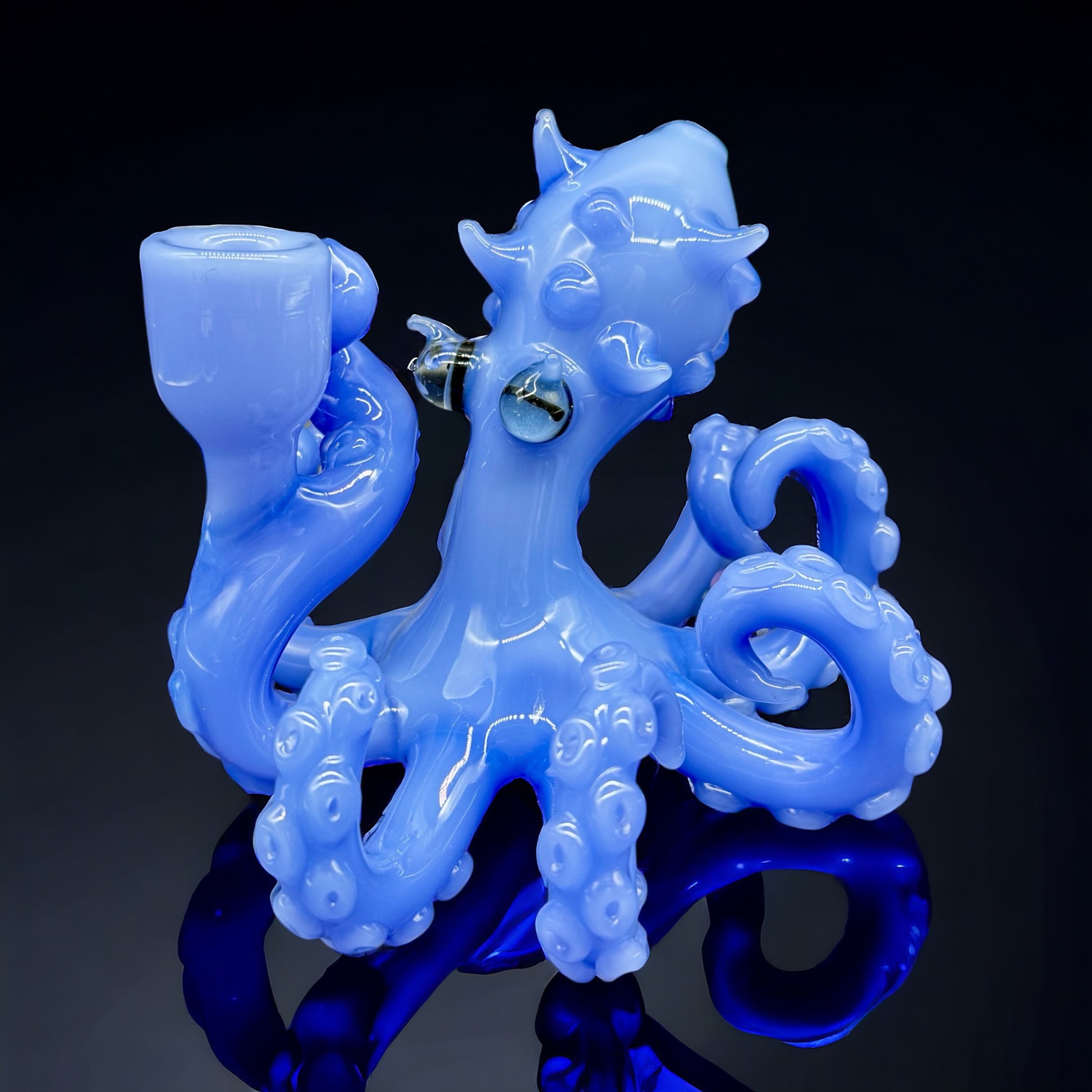 Blue Art Octopus Glass Bong