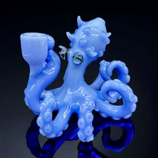 Blue Art Octopus Glass Bong