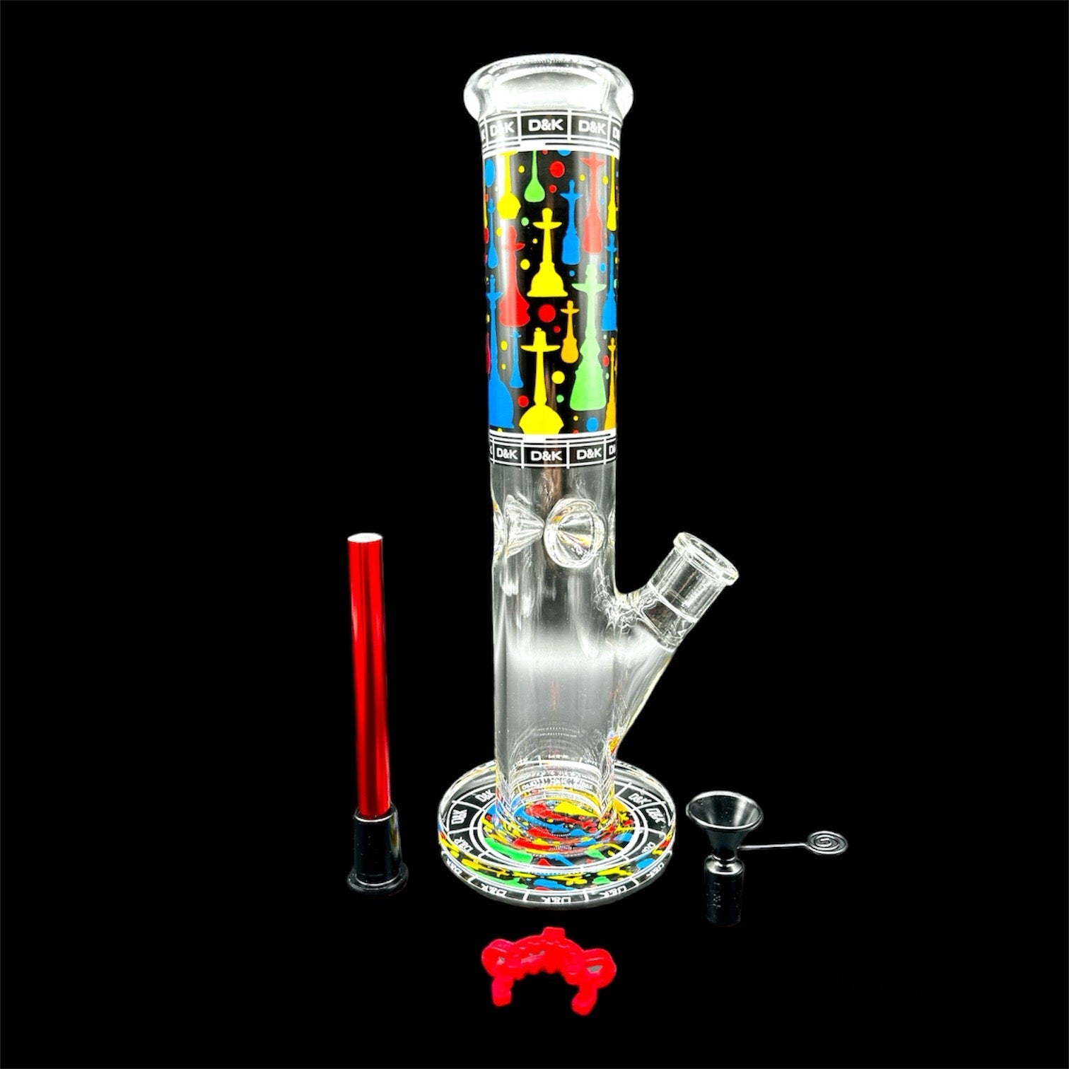 D&K Straight Tube Bong 12» comes with metal down steam and metal bowl 