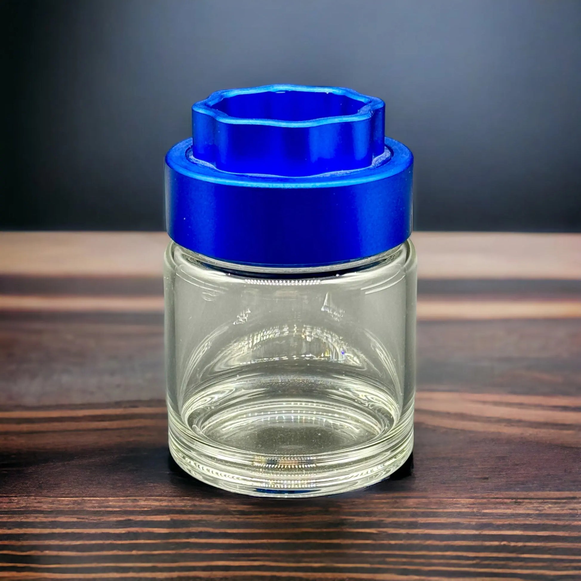 Exclusive 2 in 1 Glass Jar & Herb Grinder blue color 