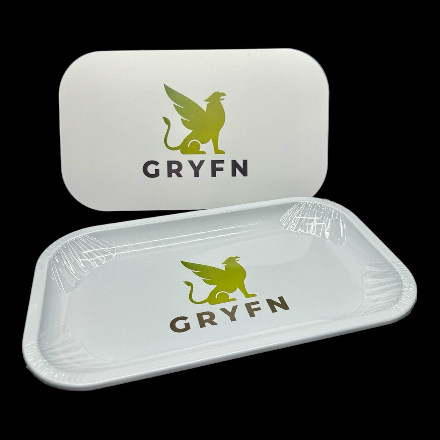 GRYFN White Rolling Trays with Magnetic Lid