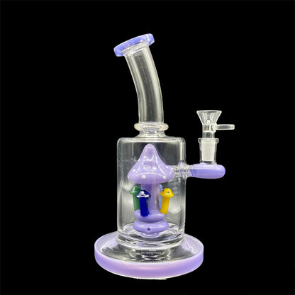 Green Mushroom Glass Bong purple color