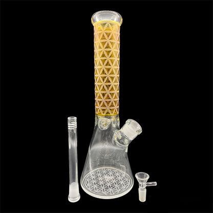Matrix Golden - Clear Beaker Glass Bong 13’'