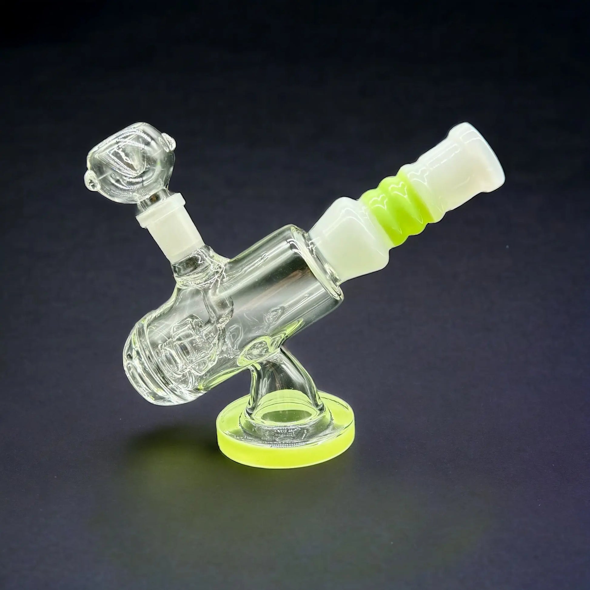 Microscope Shape Glass Bong 7» white green 