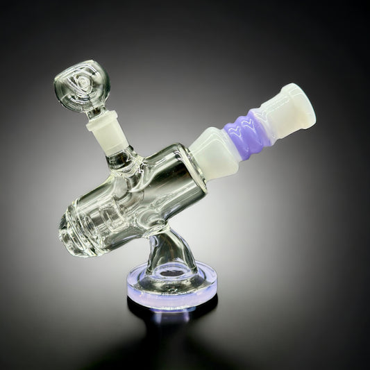 Microscope Shape Glass Bong 7» white purple 