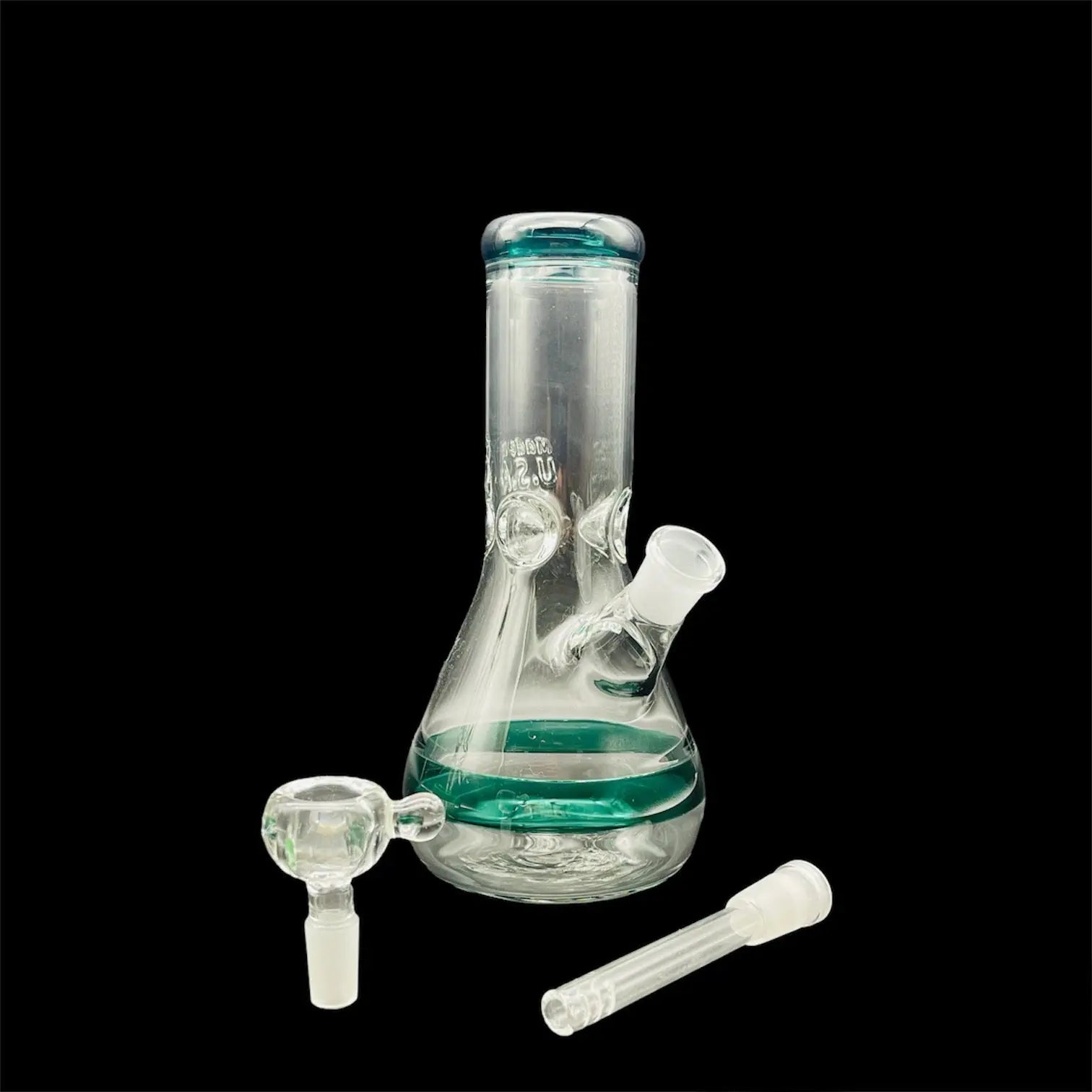 Mini Beaker Glass Bong teal