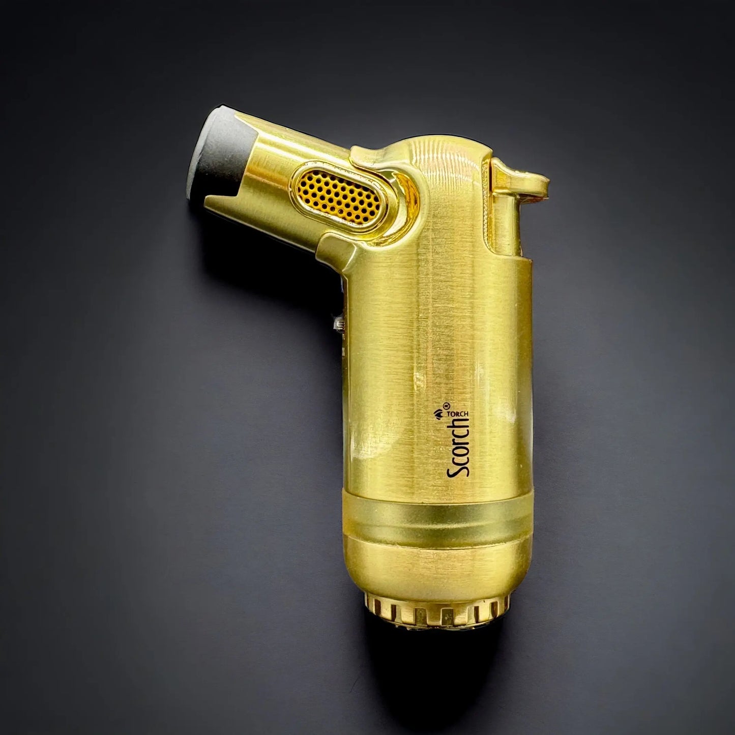 SCORCH TORCH Powerful Triple Jet Flame Butane Refillable Torch Lighter 61744 gold color 