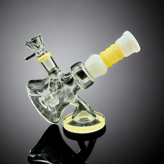 Side Stand Mini Bong yellow white color 