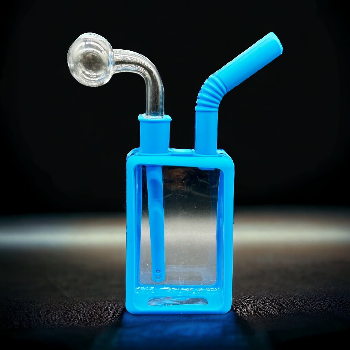 Square Silicone & Glass Oil Burner Bubbler blue color 