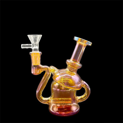 Unique Mini Recycler Glass Bong 6» gold