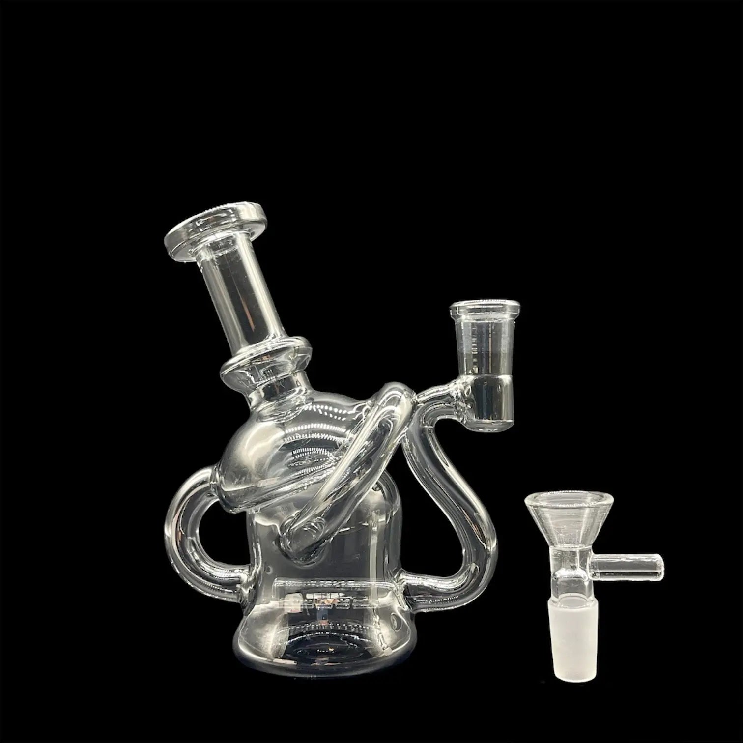 Unique Mini Recycler Glass Bong 6» black 