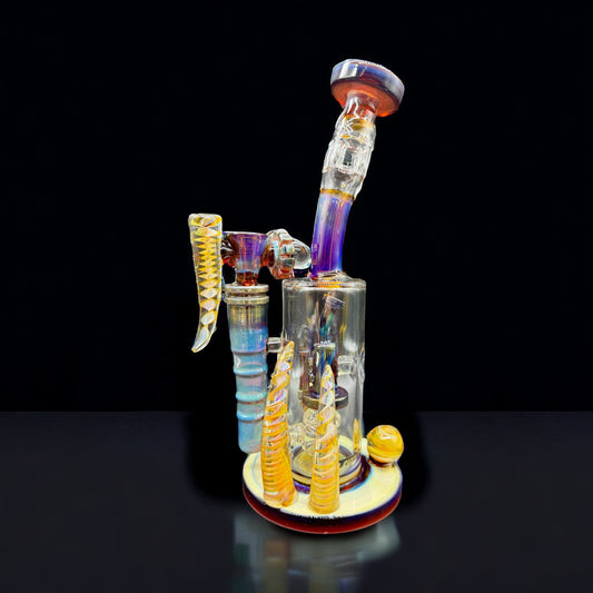 Unique Amber Glass Art Bong 9"