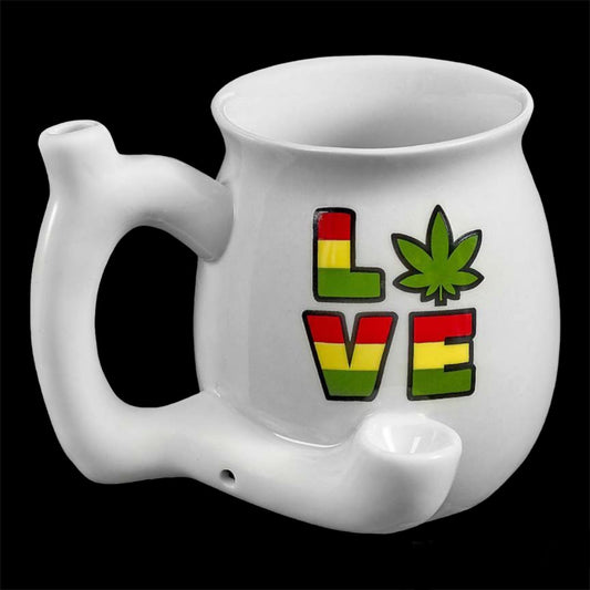 Love rasta color white mug pipes