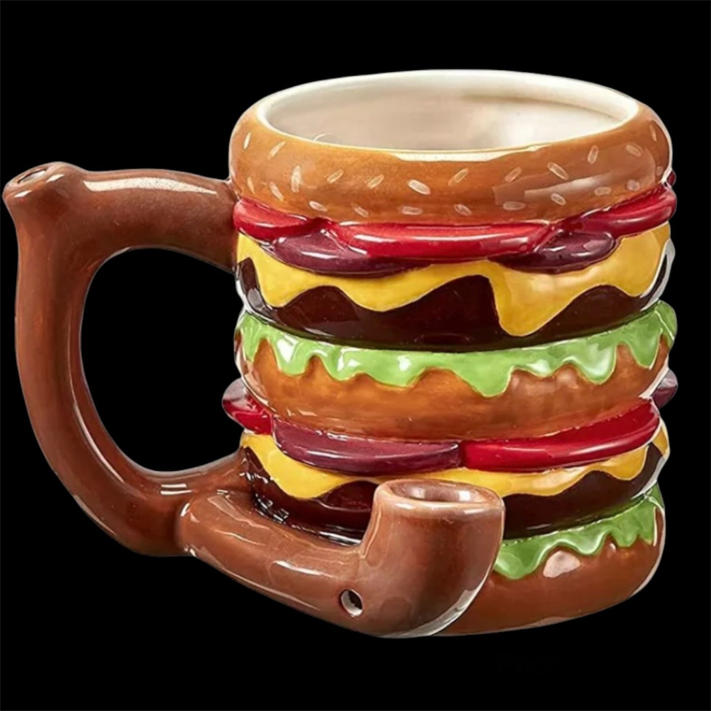 Cheeseburger ceramic mug pipes