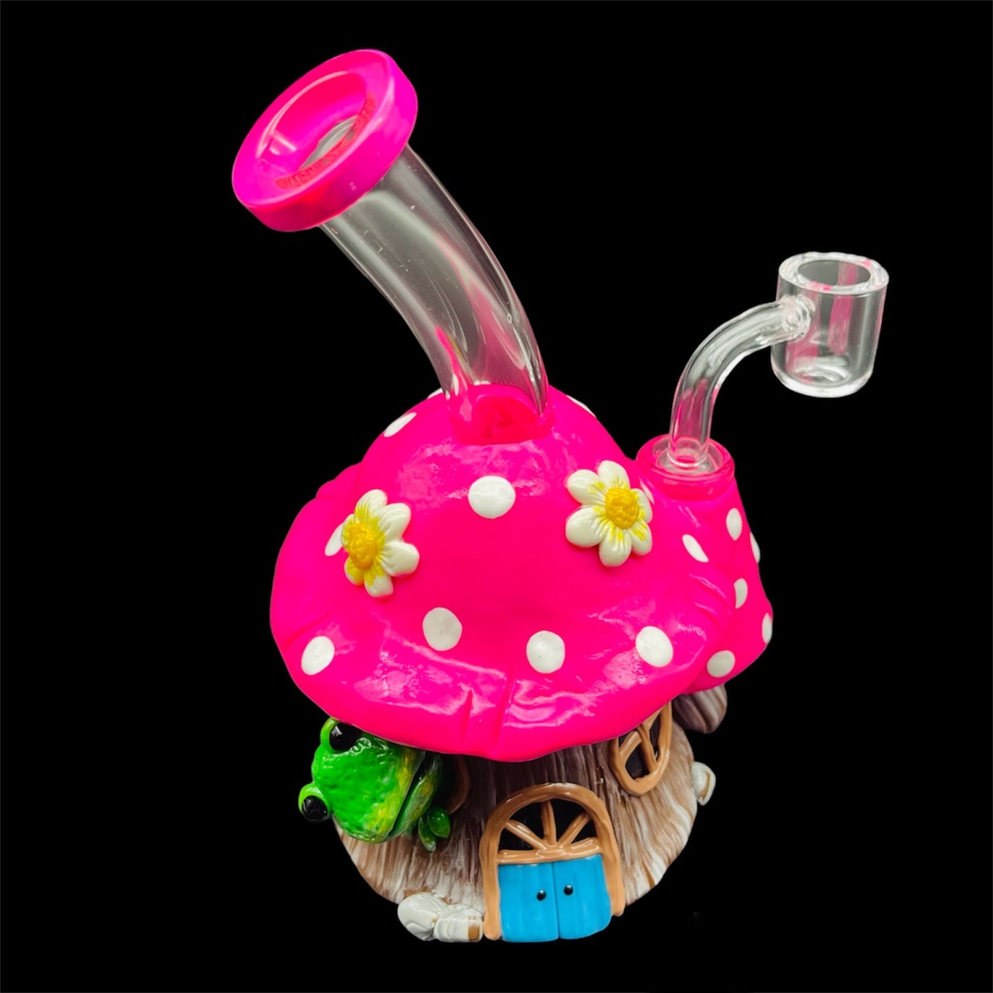 ▷ Cute Frog Mushroom Cottage Glass Water Pipe Hookah Glass Pipe