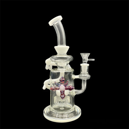 white Unique Recycler Glass Bong 12''